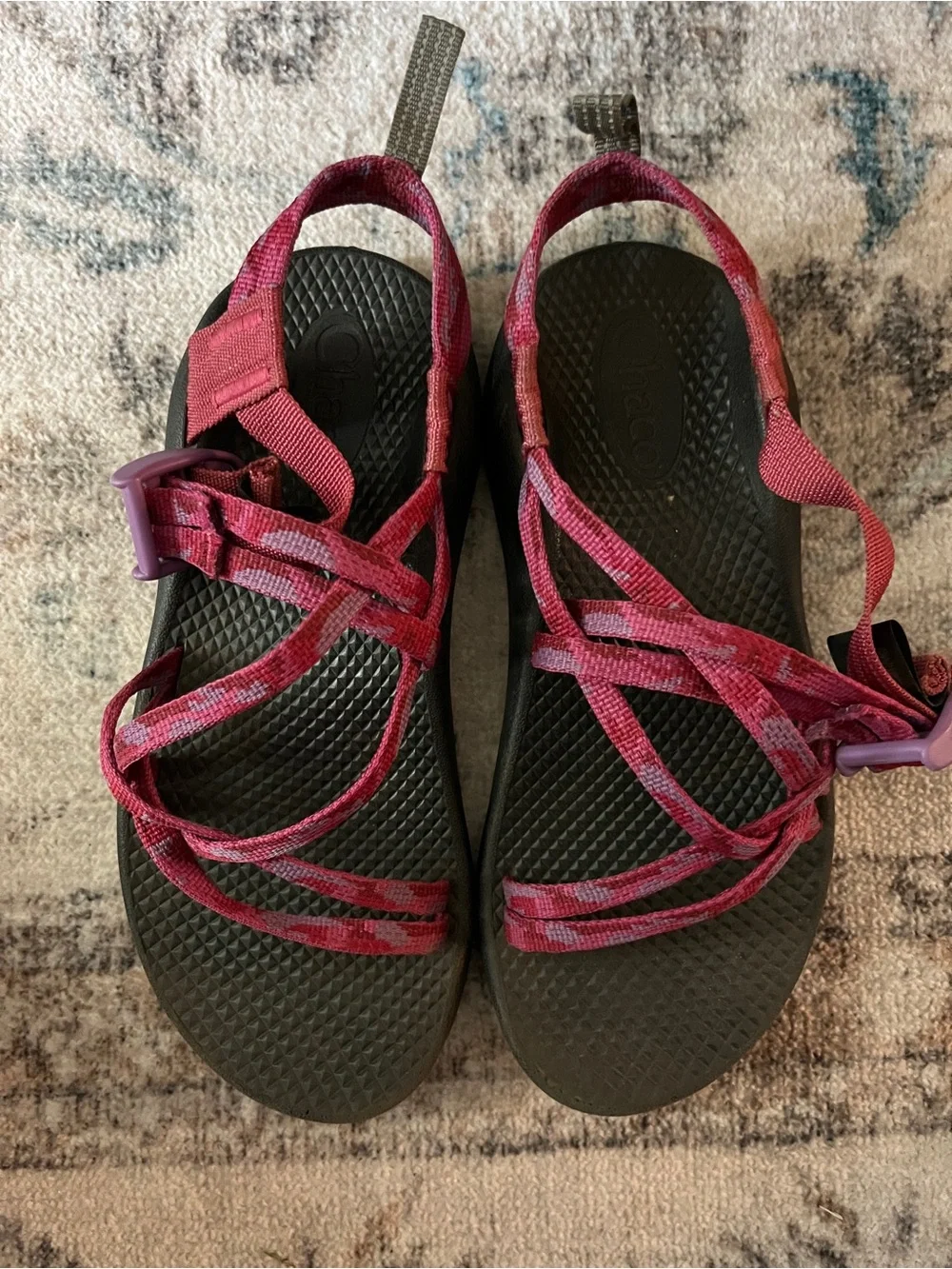 Kids Chaco ZX/1 EcoTread Sandals Youth Size J3 Maroon Berry Pink Great Condition